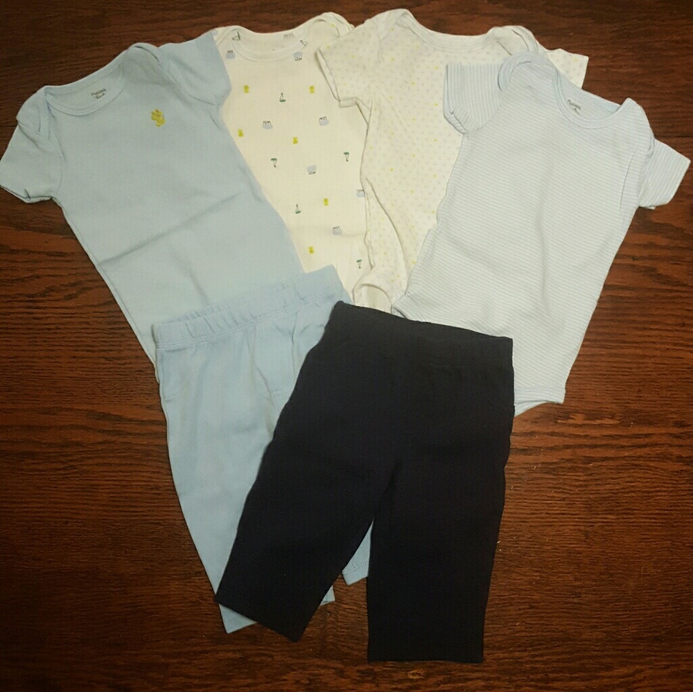 NWOT 6m Carter's  4 shirts and 2 pants lot